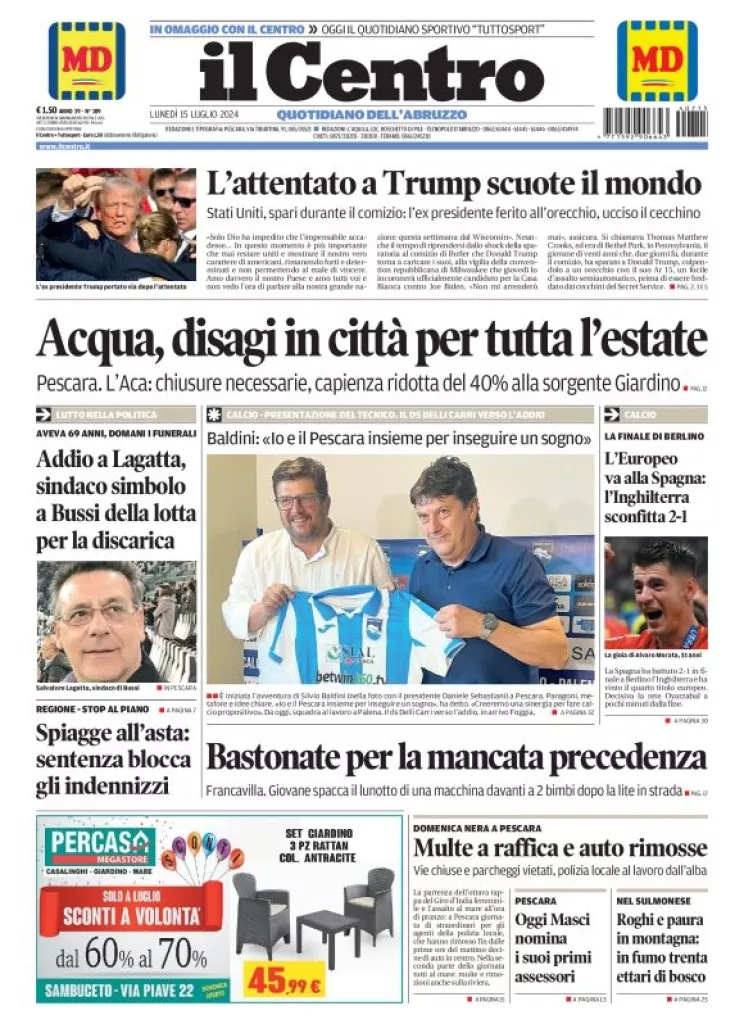 Prima-pagina-il centro-oggi-edizione-del-2024-07-15